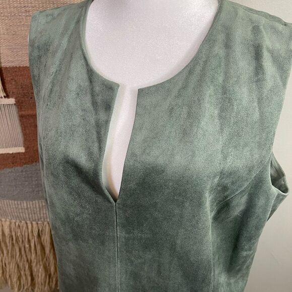 BCBGMaxazria Green Faux Suede Sleeveless Dress L - Picture 3 of 7